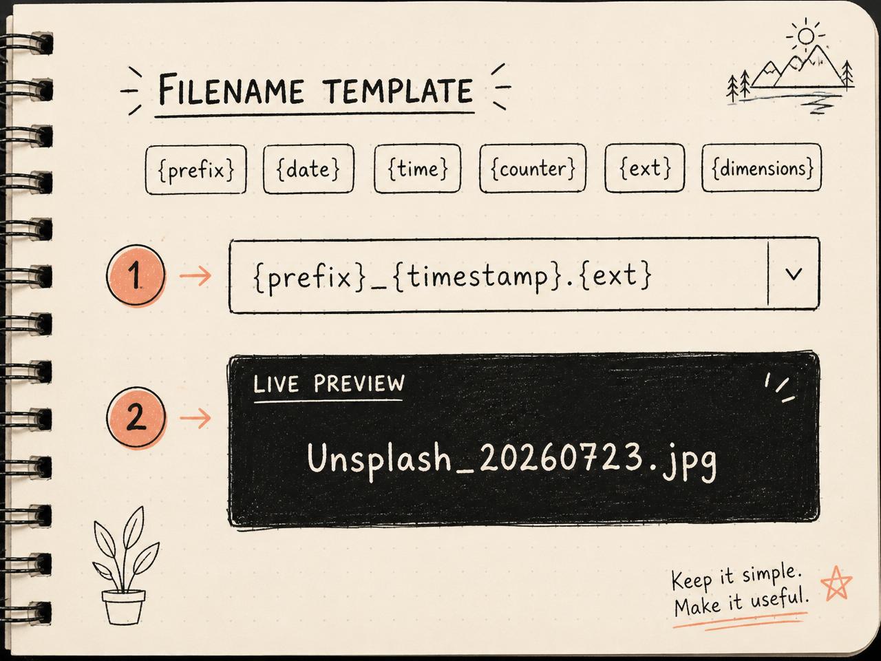 Filename template editor sketch