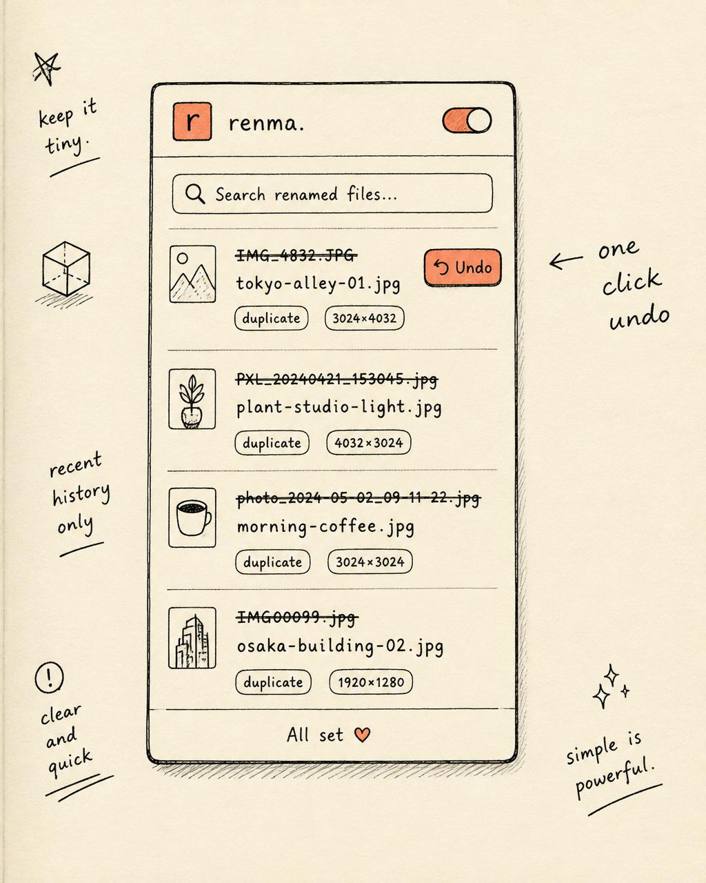 Renma popup sketch